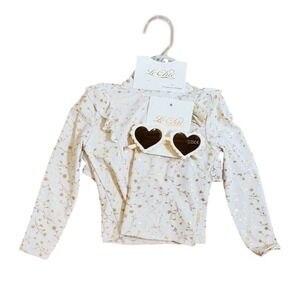 Le Chic‎ Baby girl 3 pc Swimsuit 24 Month Floral Ruffle L/S matching sunglasses